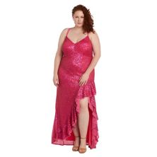 Juniors' Morgan and Co Ruffled Long Evening Gown Morgan and Co