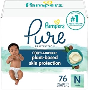 Одноразовый подгузник Pampers Pure Protection, размер 4, на один месяц (150 штук), гипоаллергенный премиум подгузник для детей Pampers