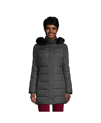 Women's Tall Winter Long Down Coat with Faux Fur Hood Lands' End