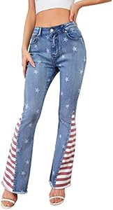 Anna-Kaci Womens Floral Daisy Embroidered Mid Rise Bell Bottom Flare Frayed Hem Jeans Anna-Kaci