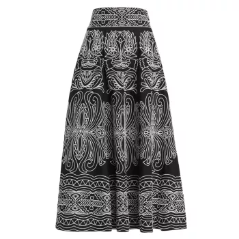 Isla Arabesque Cotton A-Line Skirt Figue