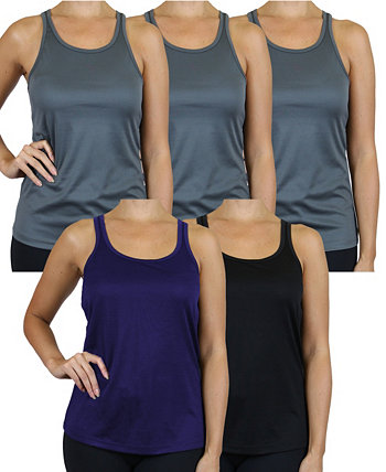 Women's Moisture Wicking Racerback Tanks-5 Pack Galaxy By Harvic