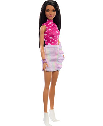Fashionistas Doll 215 with Black Straight Hair and Iridescent Skirt, 65th Anniversary Barbie