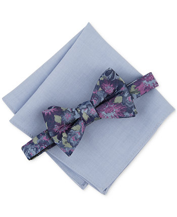 Men's Quimby Floral Bow Tie & Solid Pocket Square Set, Created for Macy's Bar III