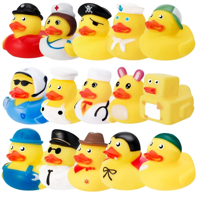 sixwipe 15Pcs Rubber Duck for Baby,Bath Toy Duck for Kids, Duck Bathtub Pool Toys with Different Designs, Multiple Styles  Float Tiny Ducks, Rubber Duck for Baby Shower Easter Day Party Gifts Sixwipe