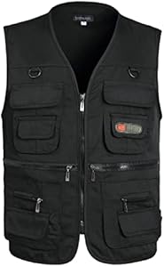 Men’s Fishing Vest Summer Outdoor Work Safari Travel Photo Vest with Multi Pockets LISUHEPEAL