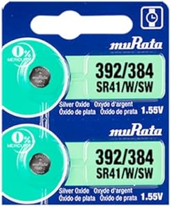 Кнопочная батарея 392/384 SR41/W/SW 1.55В из серебряного оксида для часов, 45мАч (2 штуки) Murata