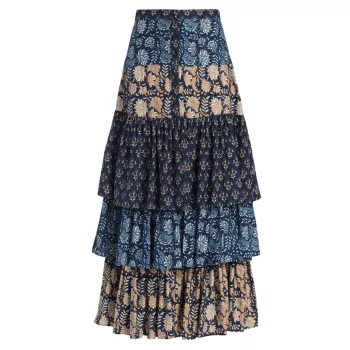 Многоярусная юбка Antoinette со смешанным принтом Figue
