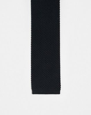 Twisted Tailor knitted tie in black Twisted Tailor