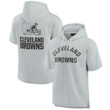 Unisex Fanatics Signature Gray Cleveland Browns Elements Super Soft Fleece Short Sleeve Pullover Hoodie Fanatics Signature