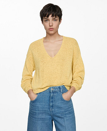 Women's Fine-Knit V-Neck Sweater MANGO