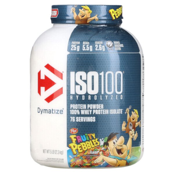 ISO100 Hydrolyzed, 100% изолят сывороточного протеина, фруктовая галька, 5 фунтов (2,3 кг) Dymatize