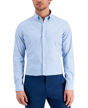 Мужская классическая рубашка узкого кроя с полосками в четыре стороны, созданная для Macy's Club Room