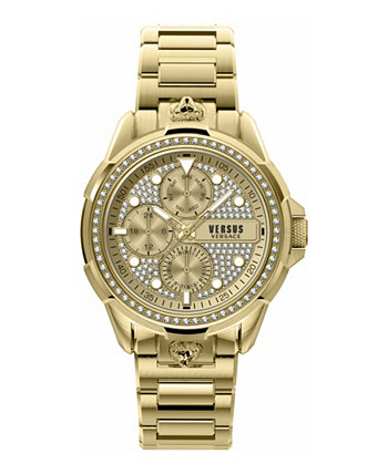 Мужские многофункциональные кварцевые часы 6E Arrondissement с ионным покрытием и браслетом из желтого золота 46 мм Versus Versace