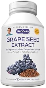 ANDREW LESSMAN Grape Seed Extract 60 Capsules - 100 mg Standardized Extract, Anti-oxidant, Neutralizes Damaging Free Radicals, Supports Healthy Circulation. Rich in Protective Polyphenols Andrew Lessman