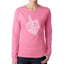 Hanukkah Dreidel - Women's Word Art Long Sleeve T-Shirt LA Pop Art