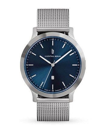 Часы Huxley унисекс серебристо-синие серебристые с сеткой из нержавеющей стали, 40 мм Lilienthal Berlin