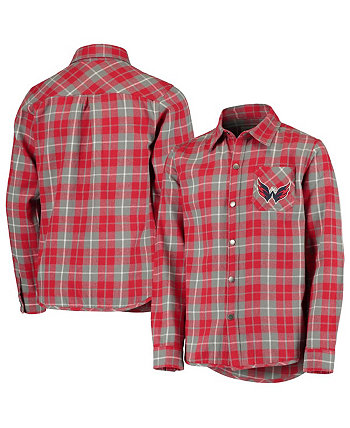 Youth Boys Red, Gray Washington Capitals Sideline Plaid Button-Up Shirt Outerstuff