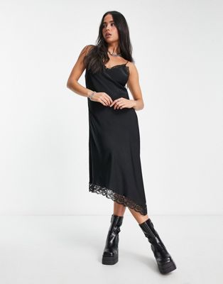 Черное платье-комбинация миди Weekday Bonnie Weekday