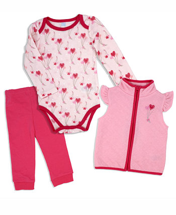 Боди, штаны и жилет с сердечками для маленьких девочек, комплект из 3 предметов Baby Mode