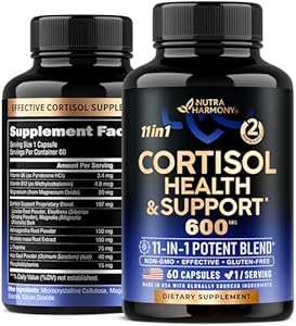 Cortisol Supplement for Women - Natural Based Hormone Balance - Ashwagandha | Rhodiola | Holy Basil | L-Theanine - Mood, Focus & Sleep Support - Made in USA - Vegan, Non-GMO - 60 Capsules for 2 Month Nutraharmony