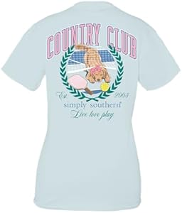 Simply Southern Women's Relaxed-Fit Short Sleeve T-Shirt | Country Club | Preppy and Stylish Women’s T-Shirt, Large Simply Southern