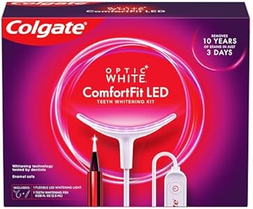 Colgate Optic White ComfortFit Teeth Whitening Kit with LED Light and Whitening Pen, LED Teeth Whitening Kit, Enamel Safe, Works with iPhone and Android Colgate