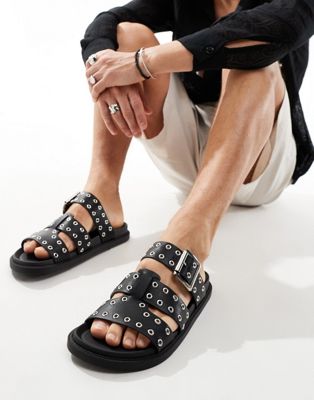 ASOS DESIGN Sandals In Black With Studs ASOS DESIGN