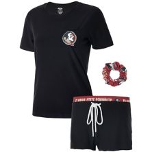 Женская футболка Concepts Sport черного / бордового цвета, комплект для сна с резинкой и шортами с изюминкой штата Флорида Seminoles Zest Unbranded