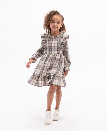 Фланелевое платье с длинными рукавами и оборками для маленьких девочек Rare Editions