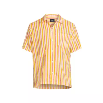 Striped Button-Up Short-Sleeve Shirt Drake's