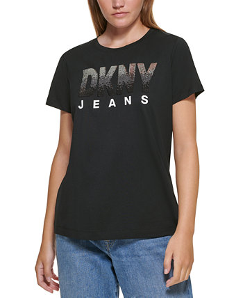 Футболка с логотипом и пайетками с эффектом «омбре» DKNY Jeans