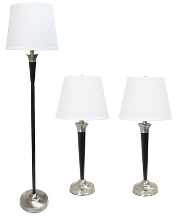 Набор из 3 ламп Elegant Designs Malbec Black и матового никеля (2 настольные лампы, 1 торшер) All The Rages
