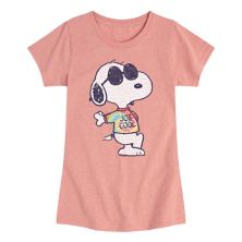 Girls Peanuts Joe Cool Tie Dye Graphic Tee Licensed Character