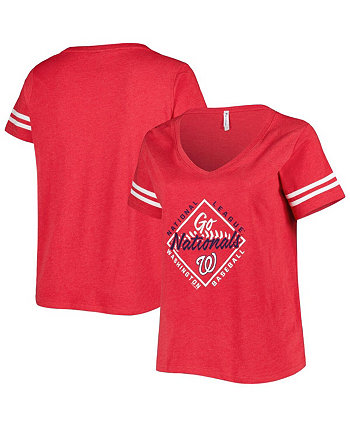 Женская красная футболка из джерси с v-образным вырезом размера плюс Washington Nationals Soft As A Grape