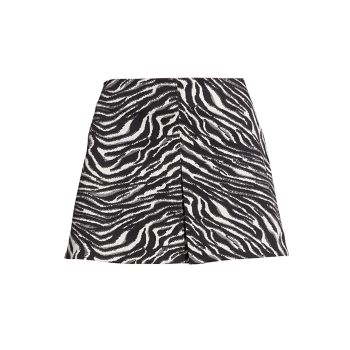 Kick-Pleat Zebra Miniskirt Matthew Bruch
