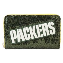 Loungefly Green Bay Packers Sequin Zip-Around Wallet Unbranded
