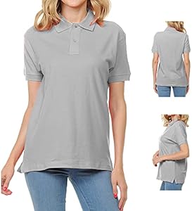 FRESH TEE Women's Adult Unisex 100% Cotton Classic Fit Polo Shirt Short Sleeve for Daily Work School Uniform FRESH TEE