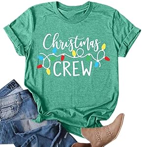 Christmas Crew Shirts for Women Xmas Shirt Top Short Sleeve Christmas Lights Print Graphic T Shirt Holiday Tees VVNTY