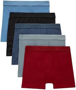 Hanes Boys' Originals Boxer Brief Underwear, Supersoft Boxer Briefs For Boys', Assorted 5-Pack Hanes