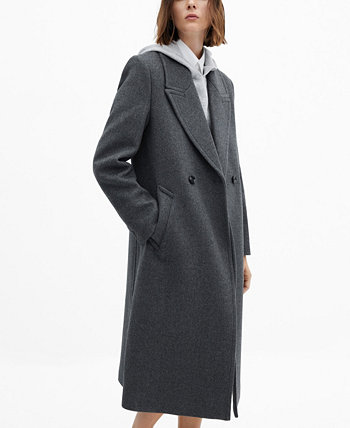 Женское шерстяное пальто с лацканами MANGO