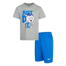 Мальчики 4–7 лет Nike Dri-FIT «Just Do It». Комплект бейсбольной футболки и шорт с рисунком Nike