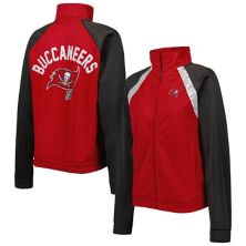 Women's G-III 4Her by Carl Banks Red/Pewter Tampa Bay Buccaneers Confetti Raglan Full-Zip Track Jacket In The Style