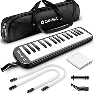 CAHAYA Melodica 32 Keys Double Tubes Mouthpiece Air Piano Keyboard Musical Instrument with Carrying Bag 32 Keys, Black, CY0050-1 CAHAYA