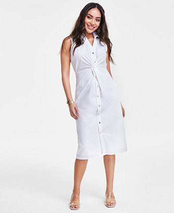Petite Cotton Twisted Dress, Created for Macy's I.N.C. International Concepts