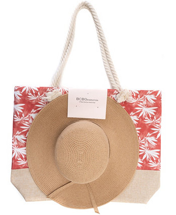 Printed Tote Bag and Floppy Hat Set BCBGeneration