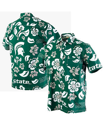 Мужская зеленая рубашка Michigan State Spartans с цветочным принтом на пуговицах Wes & Willy