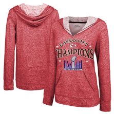 Женский красный пуловер Majestic Threads Kansas City Chiefs Super Bowl LVIII Champions Dunk Slub, толстовка с v-образным вырезом Majestic Threads