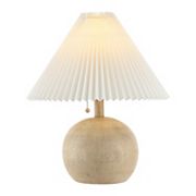 17.25" Coastal Scandinavian Rattan/iron Sphere Led Table Lamp With Pleated Shade And Pull Chain Jonathan Y Designs