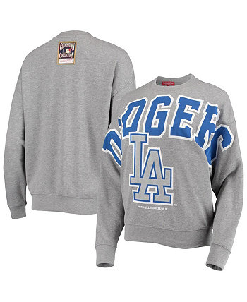 Женский легкий пуловер с логотипом цвета Хизер Серый Los Angeles Dodgers Cooperstown Collection Mitchell & Ness